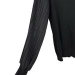 Sioni Women's Black Sheer Pleated Sleeve Mock Neck Blouse Size M Size M Photo 8