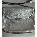 Vintage Velez Genuine Leather Colombia Metallic Silver Embossed Crossbody Bag Photo 2