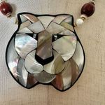 Lee Sands vintage mother of pearl lion pendant necklace Brown Photo 2