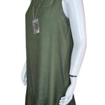AGB Dress Womens Small Olive Green Shift Dress Lined Sleeveless Ruffle Necklace Photo 2