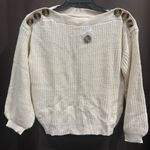 E & M  Cream Knit Sweater with Button Accents. Size S NWT Photo 0
