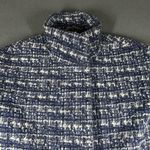 J Crew Jacket Womens 6 Blue White Wool Blend Tweed Funnel Neck Zip Long Coat Photo 2