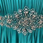 Johnny Emerald Green Chiffon Overlay Sleeveless Dress Rhinestone Waist 2X 3X 4X Photo 2