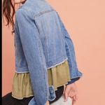 Pilcro and the Letterpress  Ruffle Denim Jean Jacket Size Small Photo 5