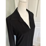 Norma Kamali Black Midi Long Sleeve Shirt Dress Large Stretch Travel Modest Photo 1