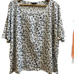 Rails  Roman Snow Leopard Linen Lyocell Tencel Blend Crew Neck Tee Top Size XL Photo 0