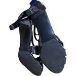 Easy Street  Black Patent Open Toe Kitten Heels Size 9 Date Night Formal Classic Photo 4