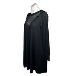 Ann Taylor LOFT Black Polka Dot Mesh Ruffles Long Sleeve Midi Sweater Dress Sz M Photo 2