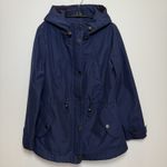 Giacca Navy Blue Hooded Anorak Jacket Quilted Lining Women's Size Small Photo 3