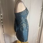 Altar'd State Teal Dress with Gold and a Bow in the Back Photo 2