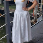 Reformation  Coucou Pleated Linen Midi-Dress in White Size US 4 Photo 0