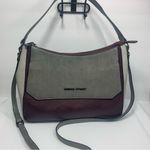 Adrienne Vittadini Burgundy and light gray combo satchel / cross bag Photo 2