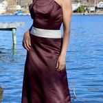 Brown Belted Maxi Prom Dress Size 4 Photo 0