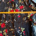 Silkland Women's Shirt Long Sleeve Kimono Top Black Red Beaded Flowers Silk Sz M Size M Photo 12