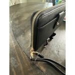 Madison West - Black Faux Leather Wristlet Wallet Organizer with Gold EUC Photo 1
