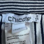 Chico's Chico’s Wide Leg Cropped Sweater Pants Sz 2 L 12 Navy Blue Striped Knit Capsule Photo 6