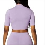 Naked Wardrobe  Mock Neck Ribbed Short Sleeve Crop Top Lavender‎ Size Large NWOT Photo 1