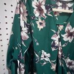 West Kei  Emerald Green Floral Print V Neck Dolman Sleeve Blouse MP Photo 2