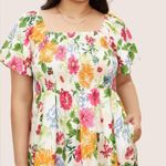 Bloomchic Floral Backless Shirred Square Neck Pocket Ruffle Hem Dress Photo 1