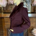 Cato  BURGUNDY PURPLE WOOL BLEND BLAZER W/FAUX FUR COLLAR (S) Photo 5