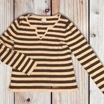 Chico's Chico’s SILK Blend Navy Gold Sparkle Striped Sweater 1/M Nautical Summer Office Photo 0