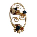 Vintage brooch with green cut crystal floral brooch Gold Photo 0