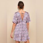 Lulus | Express Yourself Blush Pink Floral Print Satin Babydoll Dress, size M Size M Photo 1