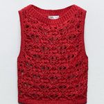 ZARA Red Open Knit Top Photo 0