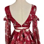 Alamour the Label Annabell Cutout Floral Sheer Floaty Mini Dress Red Size XS Photo 11
