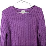 LL Bean Purple Pullover Cable Knit Crew Neck Long Sleeve Cotton Sweater Size XL Photo 2