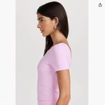 Lacoste Women's x Bandier Rib Short Sleeve Bra Top in Pink- S Photo 3