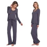 Barefoot Dreams 💕 Luxe Ribbed Jersey Long Sleeve Tee Graphite (Dark Grey) XL NWT Photo 2