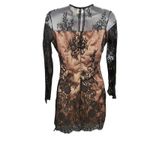 Roma Long Sleeve Mini Dress Black Lace Nude Illusion Bodycon Party Cocktail Photo 1