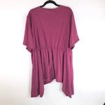 Bloomchic  Knit Top Blouse Asymmetric Ruched Short Sleeve Purple 22-24 Photo 1