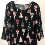 North Pole 3/4 Sleeve Christmas Sleep Shirt Size Large Black Photo 2