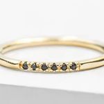 Boutique NEW‎ Women's Dainty Gold Filled Black & Synthetic Diamond Ring Size 7 Photo 0
