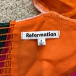 Reformation Orange Tropical Print Cropped Tank Puff Sleeve Beachy Womens Size 4 Photo 3