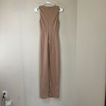NBD Women's Small Long Dress Beige Nude Cutout Slit Stretch Photo 6