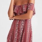 American Eagle Boho Dress Ruffle Off The Shoulder Rose Pink Button Front Photo 2