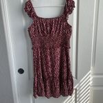 Chic Burgundy Ruffle Dress Red Size L Photo 2
