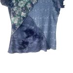 Y2k Size XS‎ Blue Green Mixed Floral Lace Blue Flutter Shirt Patchwork Cotage Photo 2