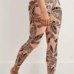 Aerie  Beige Black Leaf Print Soft & Cozy Leggings M Photo 0