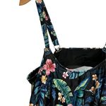Yonique Tankini Swim Top Women's Plus Size 11 Floral Black Wrap Front Padded NEW Photo 1