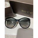 Gucci  Women's Polarized Sunglasses Black Frame Gold Detail Designer Eyewear Photo 1
