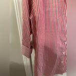 Amazon  Women’s Red and White Striped Button-Up Shirt Photo 2