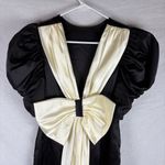 Vintage Black Satin Puff Sleeve Prom Dress With Bow Size 10 Photo 9