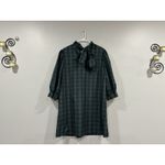 J. Marie Joyce Blue Green Plaid Bow Tie Ruffle Collar Dress Large L Photo 3