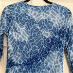 Dress Barn Y2K Blue Sequin Mesh Top M Sparkle Stretch Scoop Neck 3/4 Sleeve USA Photo 4