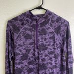 Athleta Momentum Long Sleeve Top Womenx XL Purple Zip Floral Run Jog Gym Workout Photo 2