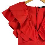 ZARA NWT Womens Red Ruffle Mini Dress Blogger Favorite Small 1971/154/649 Photo 3